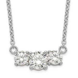 Sterling Silver 3-Stone CZ Necklace