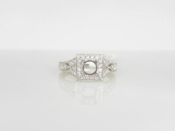 White Gold Diamond Semi Mounting with Square Halo