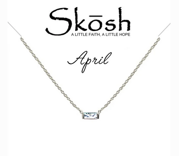 Skosh Baguette Birthstone Necklace- August