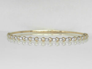 Yellow Gold Hexagon Beaded Diamond Flex Bangle