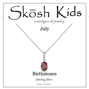 Skosh Kids Silver July Birthstone Necklace 14"