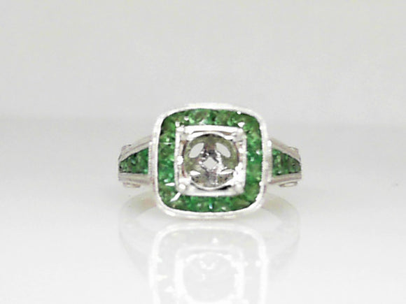 Tsavorite Garnet and Diamond Semi Mtg for 1 Ct Center