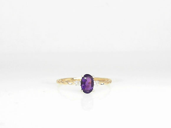 Yellow Gold Diamond and Ameythyst Ring