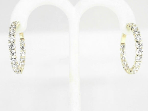 14k Yellow Gold Lab Diamond Hoop Earrings