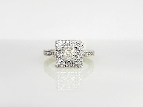 White Gold Princess Illusion Diamond Square Cluster