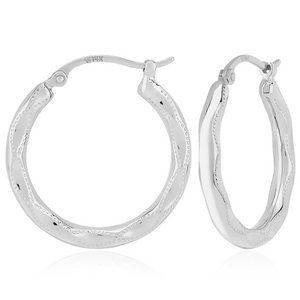 Sterling Silver Embossed Hoop Earrings