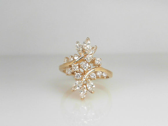 Yellow Gold Marquise and Round Diamond Fancy Fashion Ring