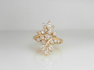 Yellow Gold Marquise and Round Diamond Fancy Fashion Ring