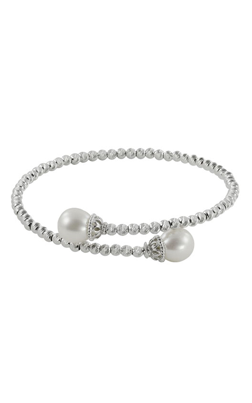 Sterling Silver Brilliance Bead Freshwater Pearl Bangle Bracelet