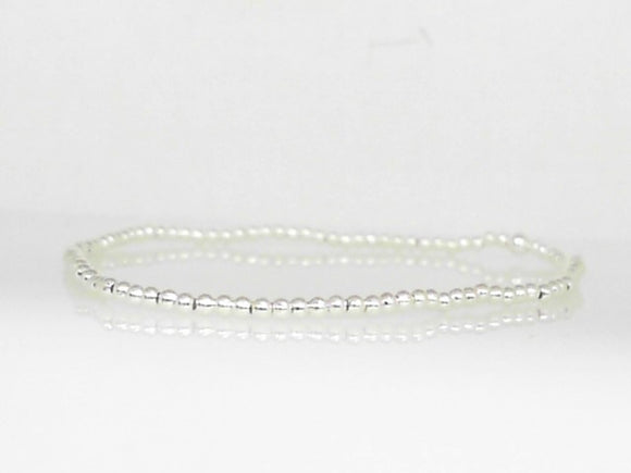 Sterling Silver 2mm Beaded Stretch Bracelet