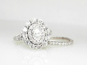 White Gold Oval Diamond Engagement Set with Double Halo