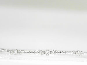 14k White Gold Diamond (0.49ct) Beaded Flex Bangle Bracelet 6.75"
