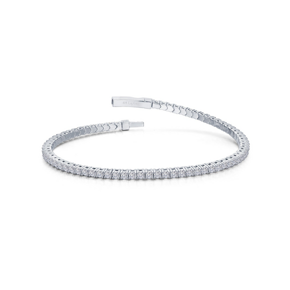 Sterling Silver 2.85ctw Tennis Flex Bangle Bracelet 6.8