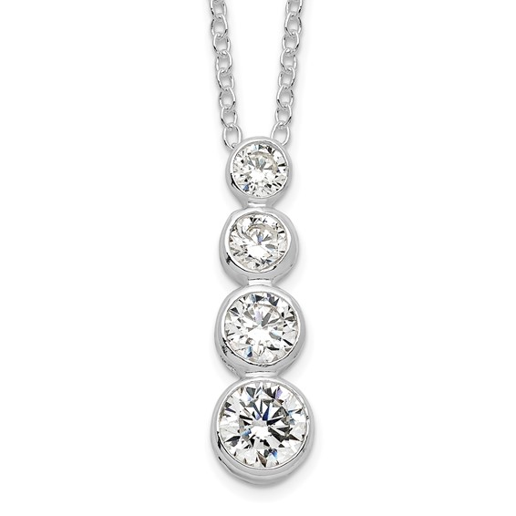 Sterling Silver Rhodium-plated CZ Journey Necklace