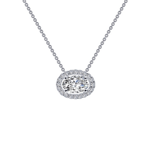 Lafonn 0.63 CTW Oval w/ Halo Necklace 18"