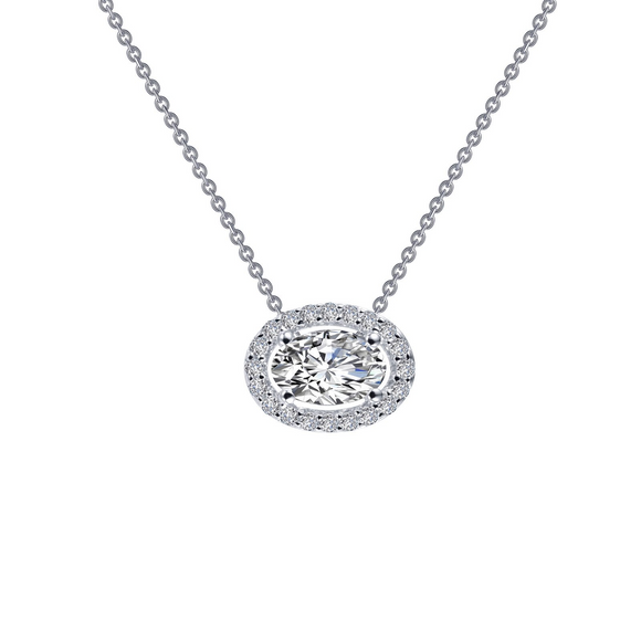 Lafonn 0.63 CTW Oval w/ Halo Necklace 18