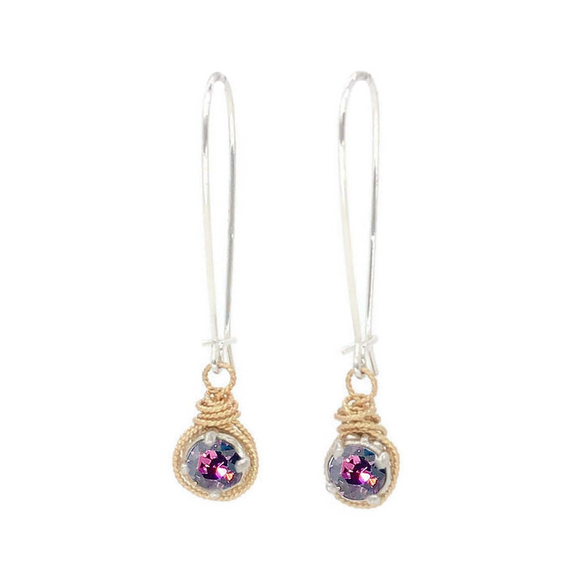 Earth Grace Sterling Silver Birthstone Color Earrings - February