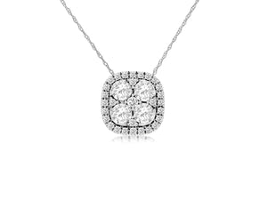 14K WG .50 CTW Diamond Cluster Necklace