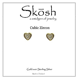 Skosh Sterling Silver Pave CZ Heart Stud Earrings