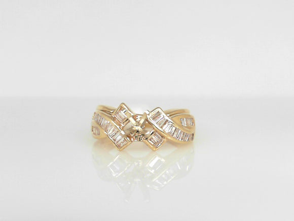 14K YG .68 CT Diamond Semi Bridal Set for Round