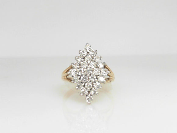 Yellow Gold Diamond Cluster Ring