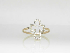 Yellow Gold Diamond Cross Ring