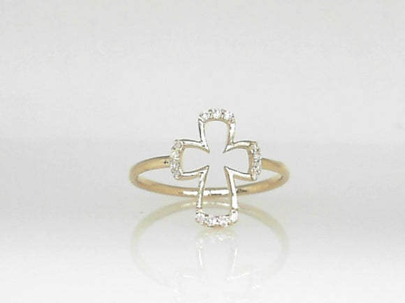 Yellow Gold Diamond Cross Ring