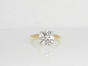 Yellow Gold Lab Grown Round Diamond Solitaire with Hidden Halo
