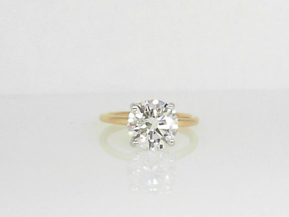 Yellow Gold Lab Grown Round Diamond Solitaire with Hidden Halo