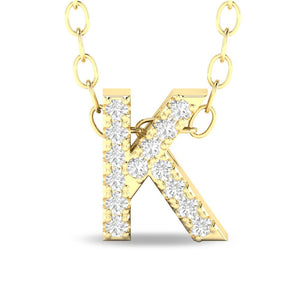 10k Yellow Gold "K" Initial Diamond Necklace