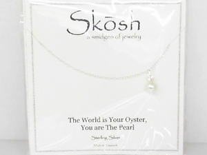 Skosh Pearl Necklace with CZ 16"