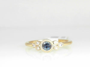 Yellow Gold Aquamarine and Diamond Birthstone Ring