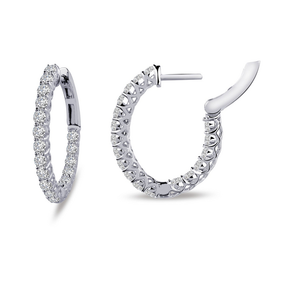 Sterling Silver Inside Out 1.8ctw Oval Hoops