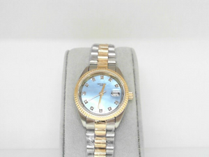 Moore's Elite Ladies Two-Tone Diamond and Blue Mother of Pearl Watch