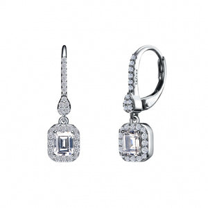 Lafonn Emerald Cut Simulated Diamond Leverback Earrings with Halo