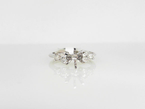 White Gold Diamond Semi Mounting with Pear Shaped Diamond Accents