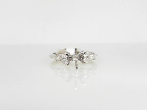 White Gold Diamond Semi Mounting with Pear Shaped Diamond Accents