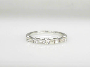 14K White Gold Diamond and Baguette Wedding Band
