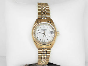 Ladies Moore's Elite Gold Watch with White Dial