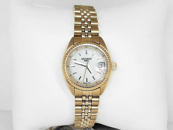Ladies Moore's Elite Gold Watch with White Dial