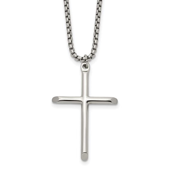 Stainless Steel Polished Cross Pendant and Chain Set 24