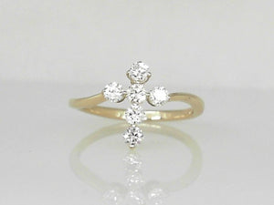 Yellow Gold Diamond Cross Ring
