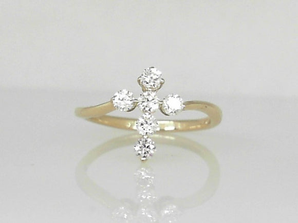 Yellow Gold Diamond Cross Ring
