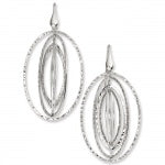Sterling Silver Textured 3D Oval Dangle Earrings