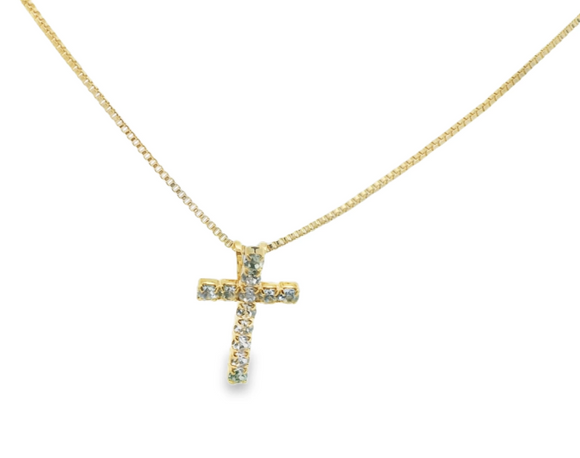 Gold Filled CZ Cross Necklace