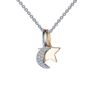 Lafonn Two-Tone Moon and Star Necklace