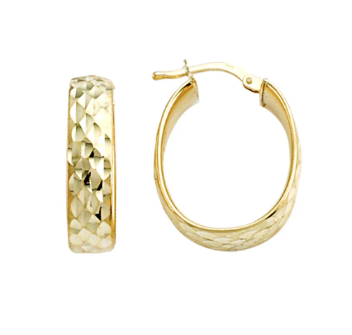 Sterling Silver/Yellow Gold Bonded D/C Oval Hoops