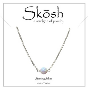 Skosh Silver Opal Bead Necklace 15+1"