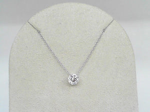 White Gold Invisible Set Lab Grown Diamond Solitaire Pendant Necklace