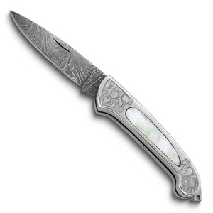 Damascus Steel 256 Layered Folding Blade with Abalone Handle